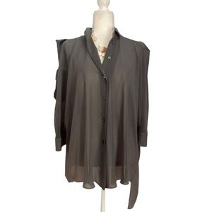 Acne Silk Chiffon Silk Blouse cutout back Collar pointed shoulder Asymmetrical